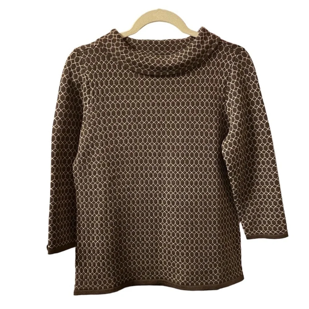 NWT TALBOTS MERINO WOOL BROWN COWL NECK SWEATER